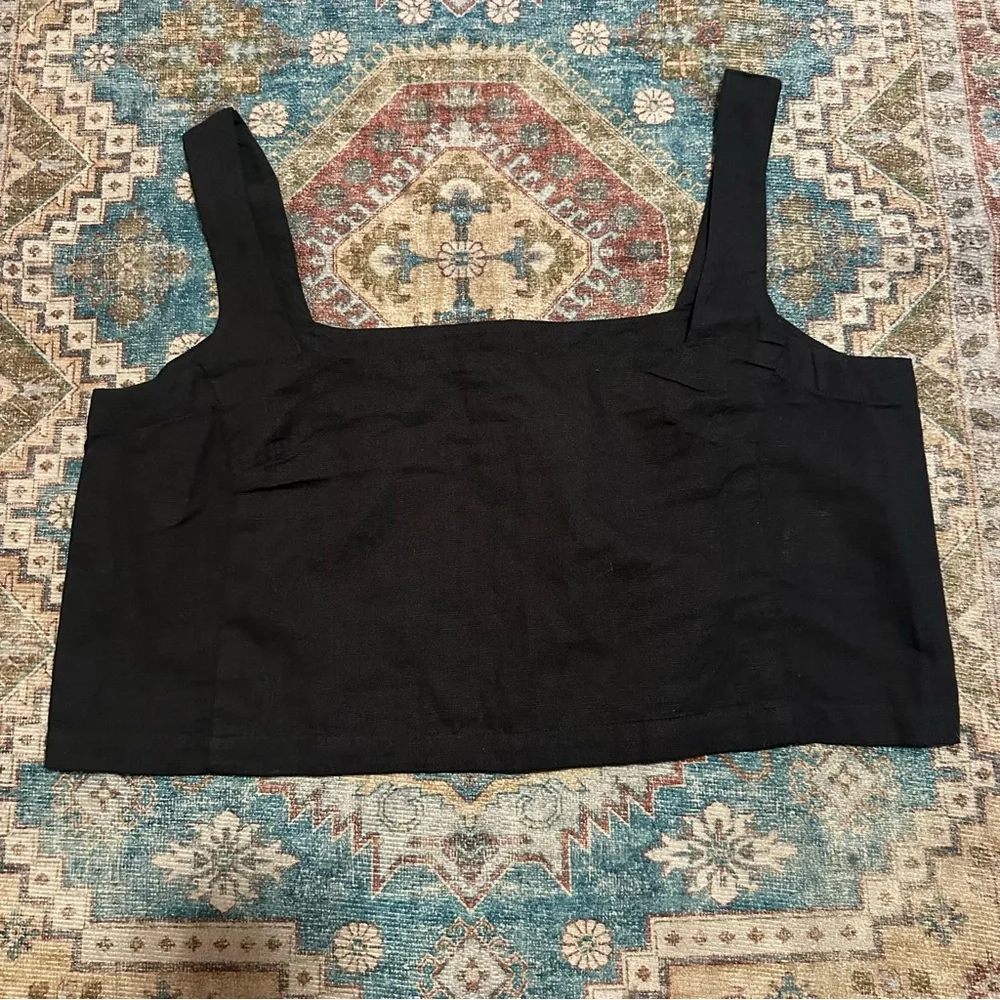 NWT Anthropologie Porridge• Black Cotton and Linen Square neck crop top size s - Picture 5 of 9